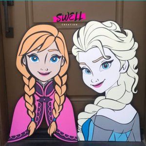FROZEN ELSA & ANNA CHARACTER CUT OUT DECORATION (HANDMADE)